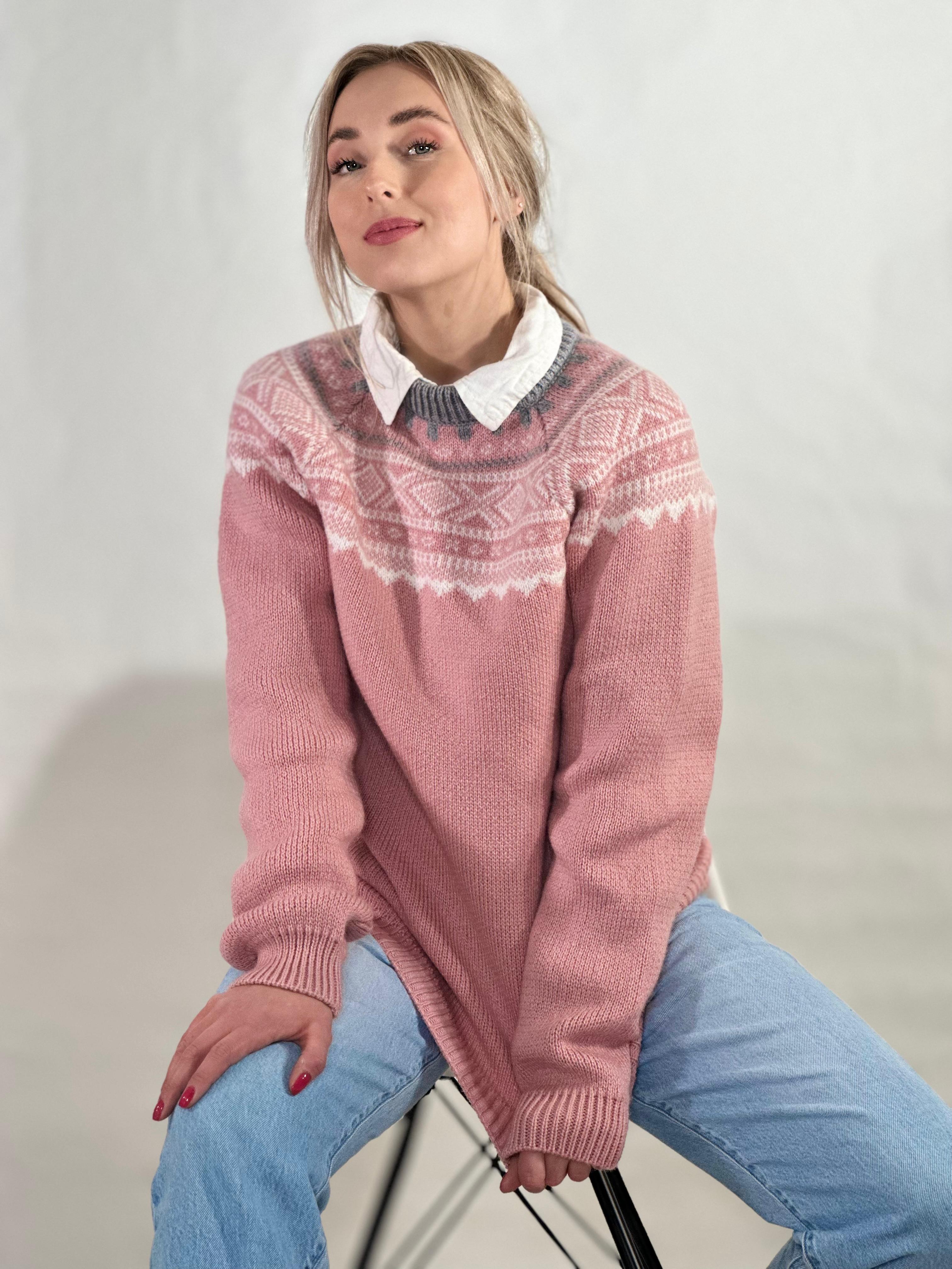 Alpakka genser i rosa